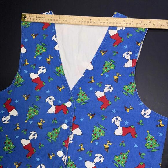 Snoopy Woodstock Handmade Christmas Tree Holly 4 Button Vest - Picture 4 of 10